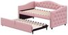 BlingBin Schlafsofa Polsterbett, Ausziehbares Schlafsofa, Einzelbett, Jugendbett, 90x200cm, 1er Set 1 Teile, Multifunktionsbett - Gästebett, Leinenstoff, Rosa Bild 2