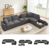 Merax Modulares U-/L‑förmiges Ecksofa, 6‑Sitzer, mit Stauraum‑Ottomane, mobiler Mittelkonsole mit 2 Getränkehaltern, USB/Type‑C‑Anschluss, versteckten Fächern und Armlehnen‑Taschen, Cordstoff, grau Bild 5