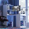 130 x 51 x 137 cm Multifunktionaler Klapptisch, der Schreibtisch und Schrank in einem Design vereint, vier Staufächer für effiziente Organisation, hohe Belastbarkeit,weiße. Bild 2