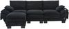 3-Sitzer Sofa aus Cord mit Hocker & USB-C-Anschluss, 260 x 132 x 84 cm, Schwarz Bild 5