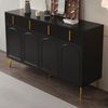 Sideboard 140x38x82 cm, 4 Türen & 4 Schubladen, Schwarz (MDF/Melamin) mit goldfarbenen Griffen und Beinen Bild 3