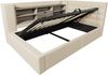 Merax Einzelbett 90x190 cm Polsterbett mit LED-Beleuchtung, hydraulischem Stauraum, L-förmigem Kopfteil mit Stauraum, beidseitig montierbar, Leinen, Beige Bild 8