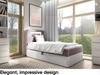 MEBLINI Kinderbett mit Bettkasten GARETH 1 100x200 Links – H3/Lila Samt Gepolstert Einzelbett mit Matratze - Polsterbett mit Stauraum - Bett mit Kopfteil – Stauraumbett Bild 2
