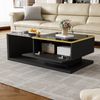 Merax 90 cm Couchtisch, Hochglanz-Schwarz. Beistelltische, Couchtische mit Glas und LED-Effekt Bild 5