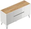 Sideboard Yako 140cm 2 SoftClose 2 Türen Weiß/Eiche Top : Weiss hochglanz / Oak Gold Bild 5