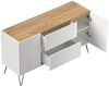 Sideboard Yako 140cm 2 SoftClose 2 Türen Weiß/Eiche Top : Weiss hochglanz / Oak Gold Bild 4