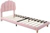 90x200cm Einzelbett, Kinderbett, Jugendbett, Polsterbett, Holzlattenrost, Vliesimitat, Rosa Bild 5