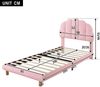 90x200cm Einzelbett, Kinderbett, Jugendbett, Polsterbett, Holzlattenrost, Vliesimitat, Rosa Bild 3