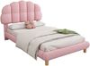 90x200cm Einzelbett, Kinderbett, Jugendbett, Polsterbett, Holzlattenrost, Vliesimitat, Rosa Bild 4