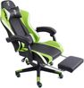 Gaming Chair im Racing-Design mit flexiblen gepolsterten Armlehnen - ergonomischer PC Gaming Stuhl in Lederoptik - Gaming Schreibtischstuhl mit ausziehbarer Fußstütze und extra Stützkissen Schwarz/Grün-Weiß Bild 2