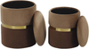 'Wichita' 2er-Set Pouf mit Stauraum, Samtstoff braun, 36 x 36 x 44 cm, 31 x 31 x 39 cm Bild 4