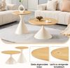 Flieks 2er Couchtisch Set im Sanduhr-Design, runde Satztische Ø70/Ø50 cm mit Eichenoptik und cremeweißem Metallfuß Bild 5