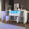 Sideboard 150 x 40 x 80 cm in Weiß Hochglanz mit LED, 4 Türen & 1 Schublade, MDF/Spanplatte Bild 3