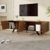 TV-Schrank 160 x 39 x 50,5 cm aus MDF in Walnuss-Look mit Wellenfront und Eisenbeinen Bild 2