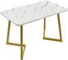 Merax 117x68cm Esstisch (1-St, nur Tisch), Küchentisch mit Metallbeinen Marmortisch Schreibtisch, Gold | weiße Marmoroptik Bild 5