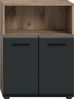 Standschrank breit (B/H/T: 60x80x30 cm) in schwarz matt und Nox Oak Nachbildung Bild 2