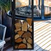 Schwarzes Kaminholzregal mit Besteck 10047806 Bild 5