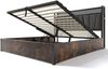 Polsterbett 180x200 cm mit LED-Kopfteil, USB-Anschlüssen und Stauraum – graues Bettgestell aus Leinenmaterial Bild 5