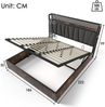 Polsterbett 180x200 cm mit LED-Kopfteil, USB-Anschlüssen und Stauraum – graues Bettgestell aus Leinenmaterial Bild 3