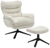 Drehbarer Hocker HEAVEN champagner-beige Strukturstoff schwarzes Metallgestell Bild 4