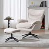 Drehbarer Hocker HEAVEN champagner-beige Strukturstoff schwarzes Metallgestell Bild 5