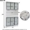 Merax 200cm Weißer Vitrinenschrank mit LED Lichtern, Multi Storage Bücherregal für Sammlung Schlafzimmer Wohnzimmer Büro, Weiß - Schwarzer Türrahmen Bild 4