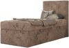 TILIO Jugendbett 90x200 mit Bettkasten - Boxspringbett mit 7-Zonen-Taschenfederkernmatratze, hohes Kopfteil, Einzelbett mit Stauraum - Braun Cordstoff - H4 - Rechts Bild 4