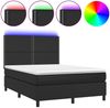 vidaXL Boxspringbett mit Matratze & LED Schwarz 140x190 cm Kunstleder 3135879 Bild 2