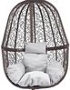 Luxus Hängesessel Fun XL Polyrattan Korb Braun Gestell Braun Kissen Weiß Bild 3