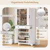 Merax Hochschrank mit verstellbaren Regalböden und Schubladen, Bücherregal mit ausziehbaren Regalböden und Kühlschranktüren, Ideal für Esszimmer, Wohnzimmer und Küche (Weiß) Bild 5