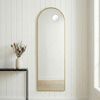 SONGMICS Ganzkörperspiegel, 150 x 40 cm, gewölbter Standspiegel, Rahmen aus Aluminiumlegierung, Hartglas, für Schlafzimmer, Wohnzimmer, Garderobe, blassgold Bild 3
