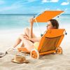 CASARIA® Alu Strandliege Klappbar Sonnenliege mit Dach Rollen Kissen Gartenliege Orange Bild 5
