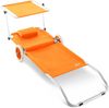 CASARIA® Alu Strandliege Klappbar Sonnenliege mit Dach Rollen Kissen Gartenliege Orange Bild 5