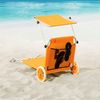 CASARIA® Alu Strandliege Klappbar Sonnenliege mit Dach Rollen Kissen Gartenliege Orange Bild 2
