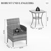 Rattan Gartenmöbel Set 3 teilig Outdoor Wetterfest Grau Bild 5