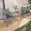 Rattan Gartenmöbel Set 3 teilig Outdoor Wetterfest Grau Bild 2
