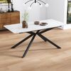 Esstisch 150/180x70x76 cm, erweiterbar, MDF mit Marmoroptik und Metall-Kreuzbein Bild 2