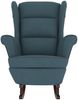 vidaXL Schaukelstuhl Ohrensessel Blau Samt und Massivholz 3121229 Bild 5