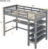 Merax 90 x 200 Kinderhochbett mit Ablagefächern und Unterbettschreibtisch, Grau Bild 4