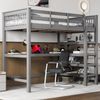 Merax 90 x 200 Kinderhochbett mit Ablagefächern und Unterbettschreibtisch, Grau Bild 3