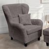 Ohrensessel mit Hocker Landhausstil Polster-TV-Lesesessel mit Cordstoff in Grau Bild 3