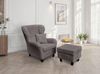 Ohrensessel mit Hocker Landhausstil Polster-TV-Lesesessel mit Cordstoff in Grau Bild 2