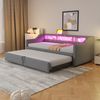 Ausziehbett 90/180×200 cm Polsterbett aus Leinen mit Stauraum, LED-Beleuchtung und USB-Anschluss Bild 5