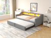 Ausziehbett 90/180×200 cm Polsterbett aus Leinen mit Stauraum, LED-Beleuchtung und USB-Anschluss Bild 4