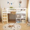 Hochbett Liegefläche 90x200 cm aus Holzmaterial und MDF mit 2 Aufbewahrungsschränken, Leiter und Rausfallschutz Bild 3