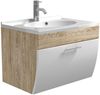 AKTION-SALE Badmöbel Prio 70cm mit weißer Klappe & eiche hell Korpus : Eiche weiss Bild 2
