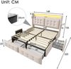 Polsterbett 140×200 cm mit LED, USB/Typ-C & 4 Schubladen, gepolstertes Kopfteil,Beige Bild 4