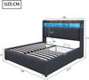 Polsterbett 160x200cm mit LED-Beleuchtung und USB-Steckdose, Kopfteil mit Einlegeböden und Stauraum, Mit Hydraulik für die Lagerung, Erwachsenenbett Doppelt, Leinenstoff Grau Bild 3