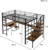 Hochbett mit Eckschreibtisch, Lattenrost, Regal, Treppe, Rausfallschutz und Steckdosenleiste, 120x200cm, Kinderbett, Metallbett Bild 5