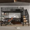 Hochbett mit Eckschreibtisch, Lattenrost, Regal, Treppe, Rausfallschutz und Steckdosenleiste, 120x200cm, Kinderbett, Metallbett Bild 2
